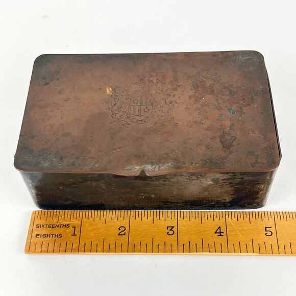 Hand Made Brass Cigarette Box With Hinged Lid - Picture 8 of 8